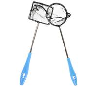 Parliky 2 Pezzi Retino Pesci Acquario Piccolo Telescopico in Acciaio con Maglia Fine Reti Pieghevoli Rotonda e Quadrata per Cattura Delicata Pesci Betta e Pulizia Acquari