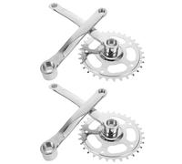 Parliky 2 Set Guarnitura per Mountain Bike Singola velocità con Attacco Quadrato Leggera e Resistente Set per Bici da Città e Pieghevoli Design Argento Moderno