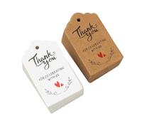 Parliky 200 Pezzi Etichette di Ringraziamento in Carta per Regali Matrimonio e Feste, Tag Decorative in Carta Kraft Bianca e Naturale, Etichette Regalo Multiuso per Confezioni e