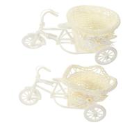 Parliky 2pezzi Mini Tricycle Rattan Basket Decorazione Per Accessorio Per Matrimonio e Casa Vintage Rattan Colori e