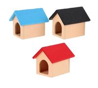 Parliky 3 Scale Dollhouse Pet Shelter For Educational Playset Natural Wood Puppy Kennel For Fairy Garden And Lawn Scenery