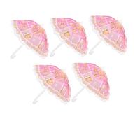 Parliky 5 Mini Ombrellino Parasole in Pizzo per Casa delle Bambole Accessori per Gioco Decorazione Miniatura per DIY Colori e Modelli Variabili Colore Casuale