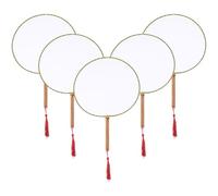 Parliky 5 Pezzi Ventagli Rotondi da Disegno con Manico in Bamboo Ventagli Vuoti per Graffiti e Pittura DIY e Portatili per Decorazioni Regali e Performance Tradizionali