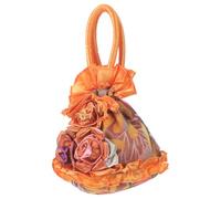 Parliky Borsa Donna Secchiello da Sera a Fiore Pizzo Arancia | Stile Rétro, Struttura Delicata e Manico Portatile, per Cocktail, Damigelle e Feste Speciali
