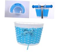 Parliky Cestino Anteriore per Bicicletta Bambina S in Plastica Intrecciata Resistente con Fiocco Decorativo Blu Sicuro e Facile da Staccare per Bici Ragazze