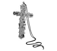Parliky Collana Ciondolo Croce in Plastica Argentata per Halloween Accessorio Cosplay Unisex per Feste e Ruolo Decorazione Distintiva per Uomini e Donne