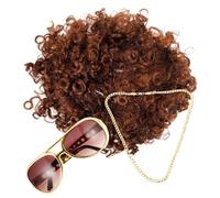 Parliky Costume Cosplay Anni con Parrucca Disco Leggera Occhiali da Sole Cat King e Collana Oro Accessori Unisex per Feste Tema