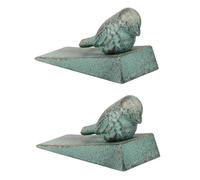 Parliky Fermaporta in Ghisa Decorativo 2 Pezzi Uccelli Verdi Cuneo Protezione Porta Resistente per Uso Domestico e Ufficio Installazione Senza Fori