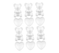 Parliky Set 12 Pezzi Modelli in Schiuma Fai da Te Orso e Cuore 20Cm e 10Cm Materiali Artigianali per Decorazioni Festa degli Innamorati Accessori Creativi per Artigianato in Gommapiuma