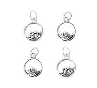 Parliky Set 4 Pezzi Ciondoli Traforati S925 Argento Tibetano Pendenti Geometrici Creativi per Collana e Portachiavi Decorazioni Fai da Te Tema Alleanza di Montagna e Giuramento di Mare