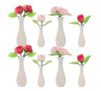 Parliky Set 8 Pezzi Mini Vasi in Finta Porcellana per Casa delle Bambole Micro Mini Vaso a Forma di Bocciolo con Bouquet di Rose Decorazione Salvaspazio per Arredamento in Miniatura