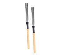 Parliky Spazzole per Batteria 2 Pezzi Filo in Acciaio Jazz Suono Naturale e Manico in Legno e Impugnatura Comoda per Batteristi e Bande Giovanili