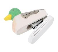 Parliky Spillatrice in Legno e Metallo a Forma di Anatra Cucitrice Riutilizzabile Decorativa per Ufficio e Casa Statua Animale per Scrivania Accessorio per Ufficio per Adulti