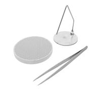 Parliky Supporto di Saldatura per Gioielli Piastra in Ceramica a Nido d'Ape Rotonda e Pinzetta da 200mm, Kit di Saldatura Piccolo per Creazione e Riparazione Braccialetti, Strumento