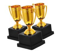 Parliky Trofei Premio Mini in Plastica Oro, Set da 3 Pezzi, Piccoli Coppe per Cerimonia di Premiazione Sportive Scolastiche e Feste Ragazzo Ragazza