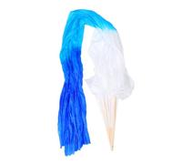 Parliky Ventaglio Danza del Ventre Allungato in Seta con Bastoncini in Bamboo Graduale Bianco e Blu per Adulti Leggero e Flessibile per Performance Eleganti