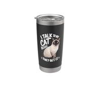 Parlo con il mio gatto perché lo capiscono Divertente amante dei gatti siamesi Bicchiere termico in acciaio inox doppia parete