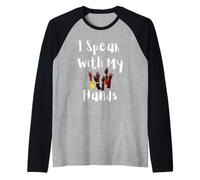 Parlo con Le Mie Mani ASL Deaf Pride Inclusive Design Maglia con Maniche Raglan