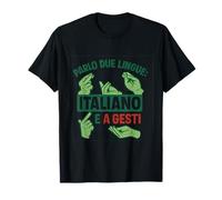 Parlo due lingue italiano e a gesti Italy Humor Maglietta