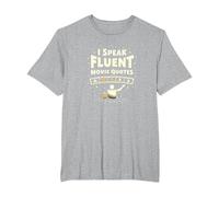 Parlo fluentemente Citazioni di Film Amante del Cinema Cinephile Maglietta, Uomo Taglie Grandi, Grigio Melange, 3X Tall
