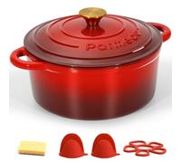 Parmedu Casseruola in Ghisa Smaltata - Forno Olandese Antiaderente con Coperchio - Cocotte Rotonda Adatta a Piani Cottura e Forni a Induzione