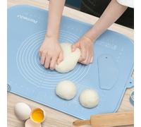 Parmedu Grande Tappetino in Silicone: 65x45cm Tappetino per Impastare Antiaderente con Cinghia di Conservazione e Tagliapasta, Tappetino da Forno Resistente al Calore Tappetino per Piano di Lavoro
