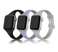 PARMPH Confezione da 3 cinturini in silicone compatibili con Apple Watch da 38 mm, 40 mm, 41 mm, 42 mm (serie 10), per donne e uomini, stretti cinturini sportivi in silicone sottile per iWatch Series
