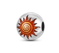 Parmuz Charm a clip per bracciale in argento sterling 925 con pavé di zirconi cubici, con chiusura a clip, distanziatore, perlina, farfalla, stella, luna, malocchio, fermaglio per donna