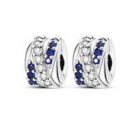 Parmuz Charm a clip per bracciale in argento sterling 925 con pavé di zirconi cubici, con chiusura a clip, distanziatore, perlina, farfalla, stella, luna, malocchio, fermaglio per donna