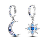 Parmuz orecchini donna argento 925 pendenti piccoli con pietre Star Moon Boho vintage piuma set di orecchini a cerchio Piccolo regalo di gioielli per le orecchie da abbraccio