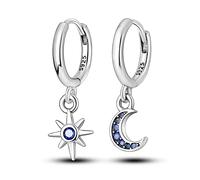 Parmuz orecchini donna argento 925 pendenti piccoli con pietre Star Moon Boho vintage piuma set di orecchini a cerchio Piccolo regalo di gioielli per le orecchie da abbraccio