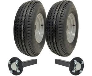 Parnells - Kit Rimorchio ad Alta Velocità - 2 Pneumatici e Ruote, 5.00-10 + 2 Mozzi PCD da 100 mm, Assali 35x35 mm, Diametro 508 mm, Capacità Totale 710 kg - Senza Intoppi, Ruote Omologate