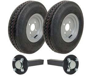 Parnells - Kit Rimorchio ad Alta Velocità - 2 Ruote e Pneumatici 4.80/4.00-8 + 2 Mozzi/Assali Prigionieri, Senza Intoppi, 690 kg, 130 Km/H - Ruote Legali su Strada e Omologazione E