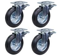 Parnells Set Da 4 Ruote Per Bidoni 200mm 8" In Gomma Con Supporto Girevole/Freno