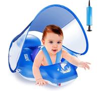 Parner Anello galleggiante per neonato con tettuccio parasole UPF50+, aiuto per il nuoto per la piscina, salvagente neonato con parasole, sedile di sicurezza regolabile, per bambini da 3 a 36 mesi, L