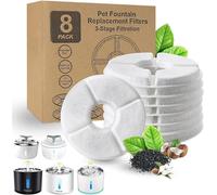 Parner Confezione da 8 filtri di ricambio per fontana per gatti, filtro sano e igienico per dispenser di acqua per animali domestici