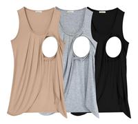 Parnixs, canotta estiva da donna per allattamento, senza maniche, comoda da allattamento (3 pezzi) - - XL
