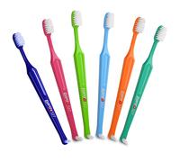 Paro S27 Toothbrush | Small Brush Head with Soft Bristles and Short Handle with Exchangeable Inter Space F | 27 Tufts | 6 Pack