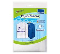 PARODI & PARODI - Copri Abiti e Pellicce da Armadio, Copriabiti Antipolvere Trasparenti e Traspiranti per Appendibiti, Ideali per Vestiti, Pellicce, Cappotti e Giacche, Bianco, 60x100cm, Set 2 Pezzi