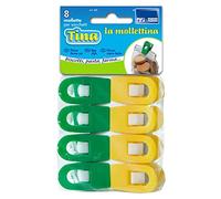 PARODI & PARODI- Tina Mollettina Mollette per Bucato, Pinze Chiudi Pacco in Plastica Resistente per Chiudere Sacchetti di Biscotti e Pasta, Confezione da 8pz, colori assortiti, 10x17x3 cm