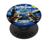 Parodia di Natale di Kittymas della notte stellata PopSockets PopGrip Adesivo