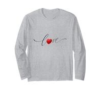 Parola d'Amore in Nero Script con Cuore Rosso Lettera O Maglia a Manica