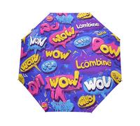 Parola Di Discorso Pop Dei Cartoni Animati Viola Ombrello Pieghevole Automatico Ombrelli Antivento Protezione UV da Viaggio per Bambini Ragazzi Ragazze