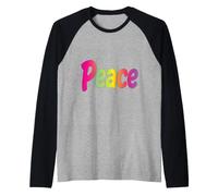 Parola, Pace, Nome, Arcobaleno, Carattere, colorito, Disegno Maglia con Maniche Raglan