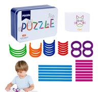 Parole creative e anelli puzzle: giocattoli di puzzle abbinati Anelli di legno anelli di creazione abbinati, bambini in legno che impilano giocattoli creazione di mazze da costruzione corrispondenti