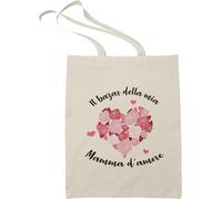 Paroles d'amour Tote Bag Il Bazar della mia Mamma d’Amore - Idea Regalo Originale per la Mamma - Borsa in Tela Resistente 100% Cotone - Regalo Dolce per Compleanno, Natale o Festa della Mamma