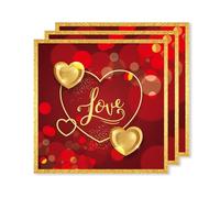 ParPix 20 tovaglioli rossi per matrimonio, 33 x 33 cm, per matrimonio, decorazione da tavolo, per matrimonio, tovaglioli di carta, tovaglioli d'oro, cuore, decorazione per matrimonio, San Valentino