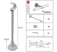 Parpyon 2 Supporti Per Bastoni Tende In Metallo, Staffe Bastone Tenda 20-22mm