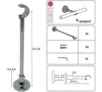 Parpyon 2 Supporti Per Bastoni Tende In Metallo, Staffe Bastone Tenda 20-22mm