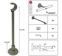 Parpyon 2 Supporti Per Bastoni Tende In Metallo, Staffe Bastone Tenda 20-22mm